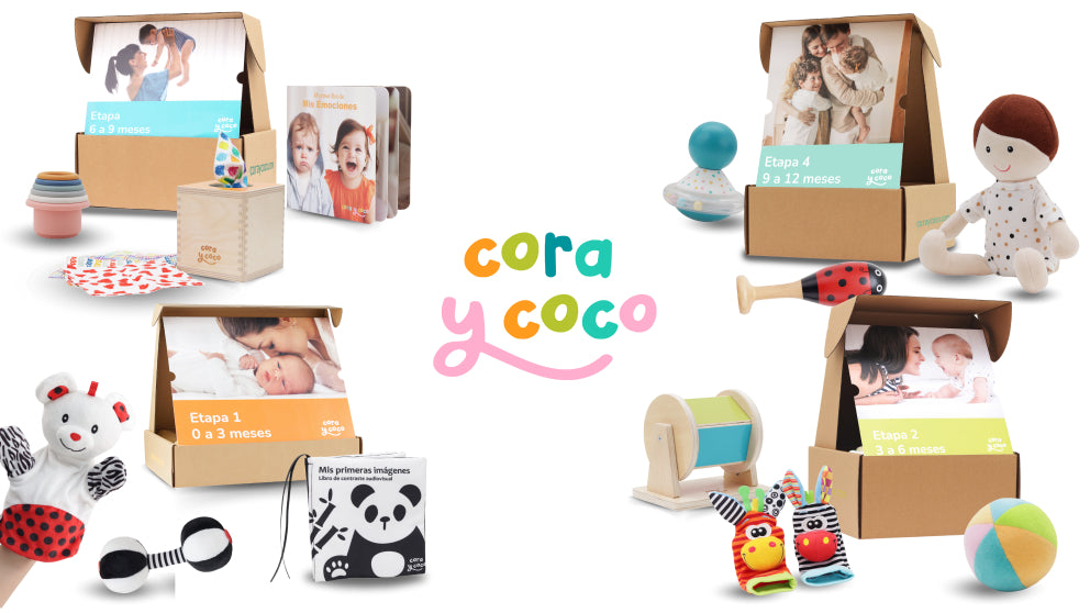 Banner promocional de Cora y Coco con imagen de mamá y bebé